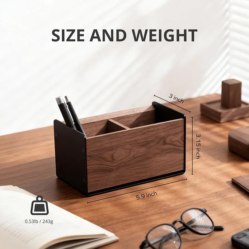 Wooden Pen Holder For Desk Walnut Wood Pencil Cup Makeup Brush Organizer Office Home Unique Modern Desktop Accessory Decoration