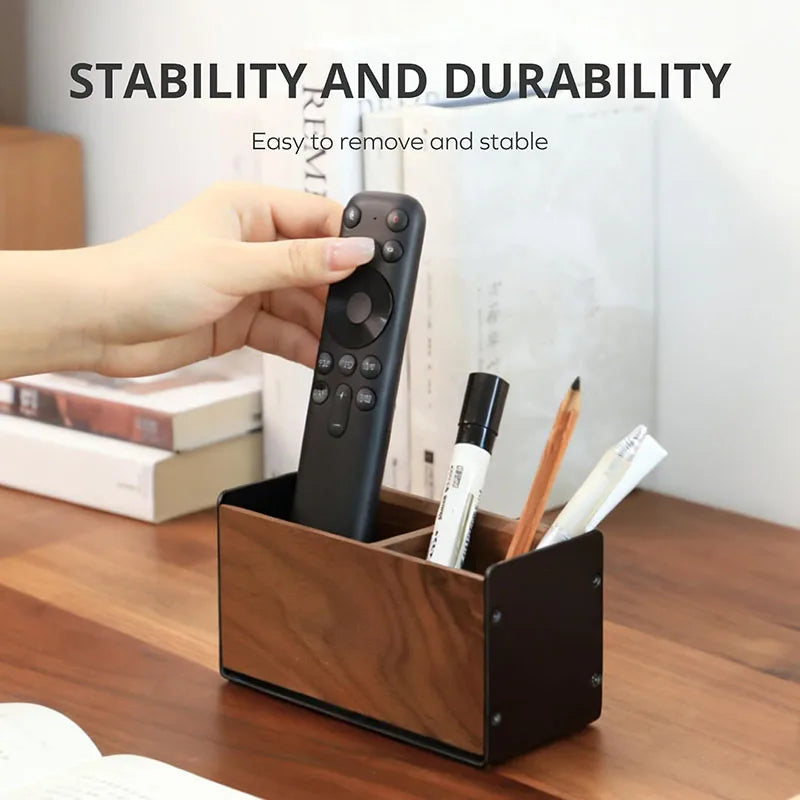 Wooden Pen Holder For Desk Walnut Wood Pencil Cup Makeup Brush Organizer Office Home Unique Modern Desktop Accessory Decoration
