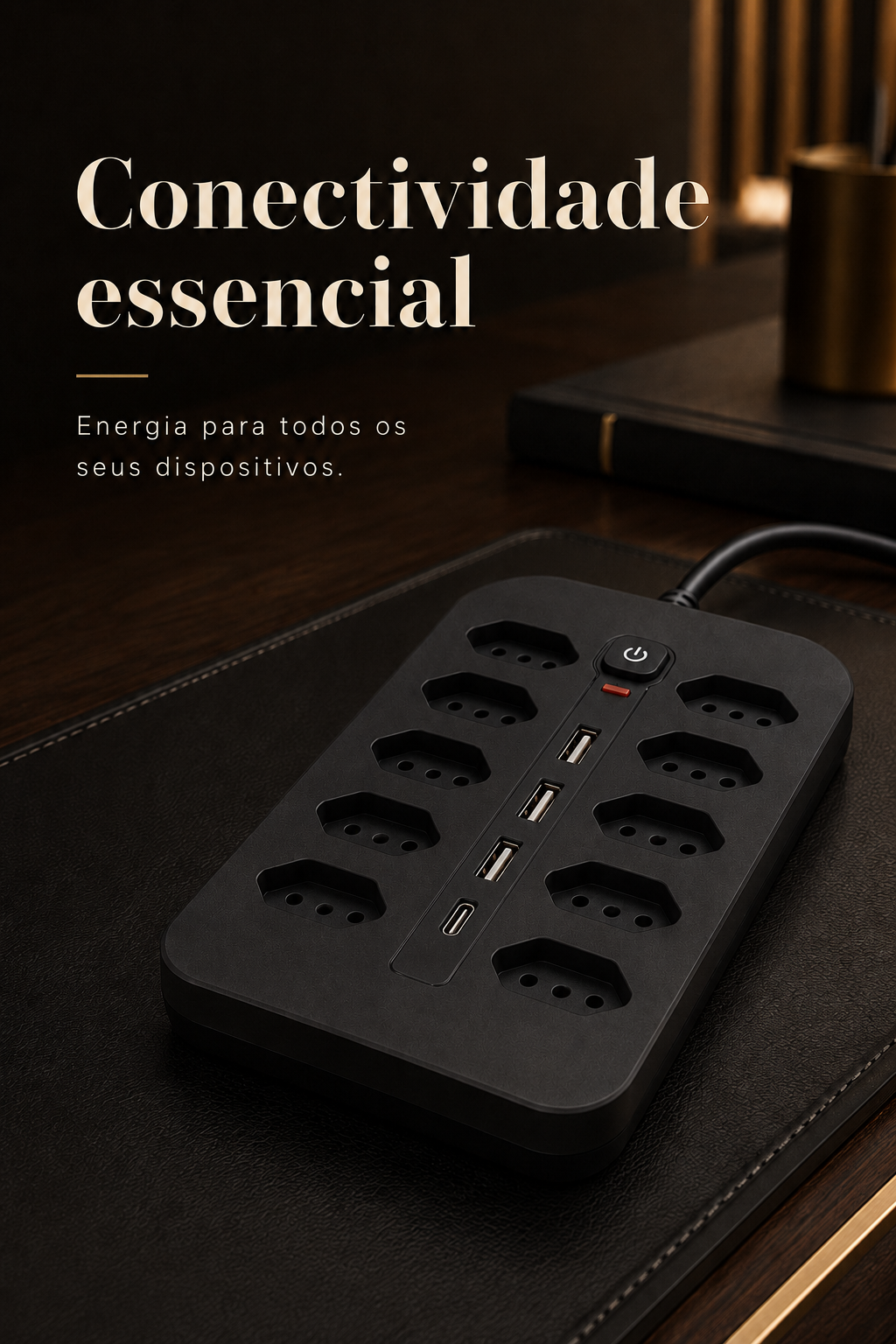Estação de Energia Premium com Tomadas e USB 110-220V 10A